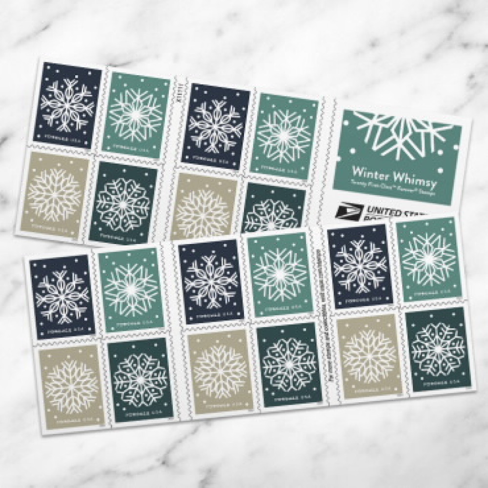 (2024) Winter Whimsy Stamps, Book of 20 Forever | Multiple Stamp Designs